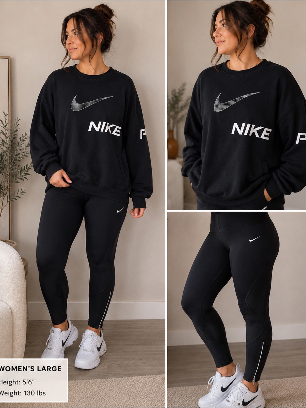 Nike Black Crewneck Sweatshirt with White Logo Accents
